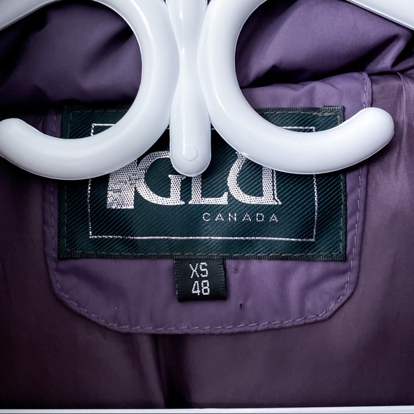 Purple Light-weight Down Coat with Real Fur Trimmed Hood Size XS IGLU Canada - Picture 9 of 12